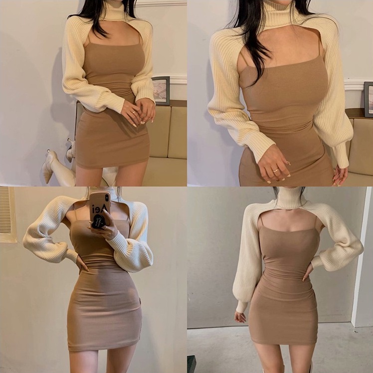 Đầm nữ dáng ôm hai dây kèm áo khoác Emilyshop