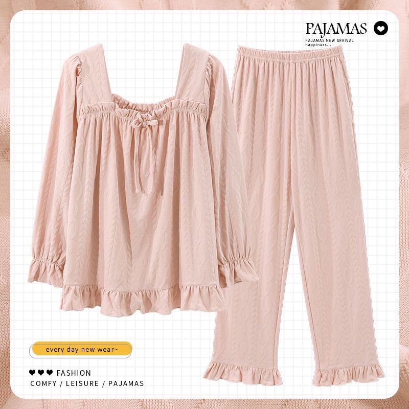 Bộ ngủ ở nhà Pijama dễ thương phong cách tiểu thư cho mùa thu đông