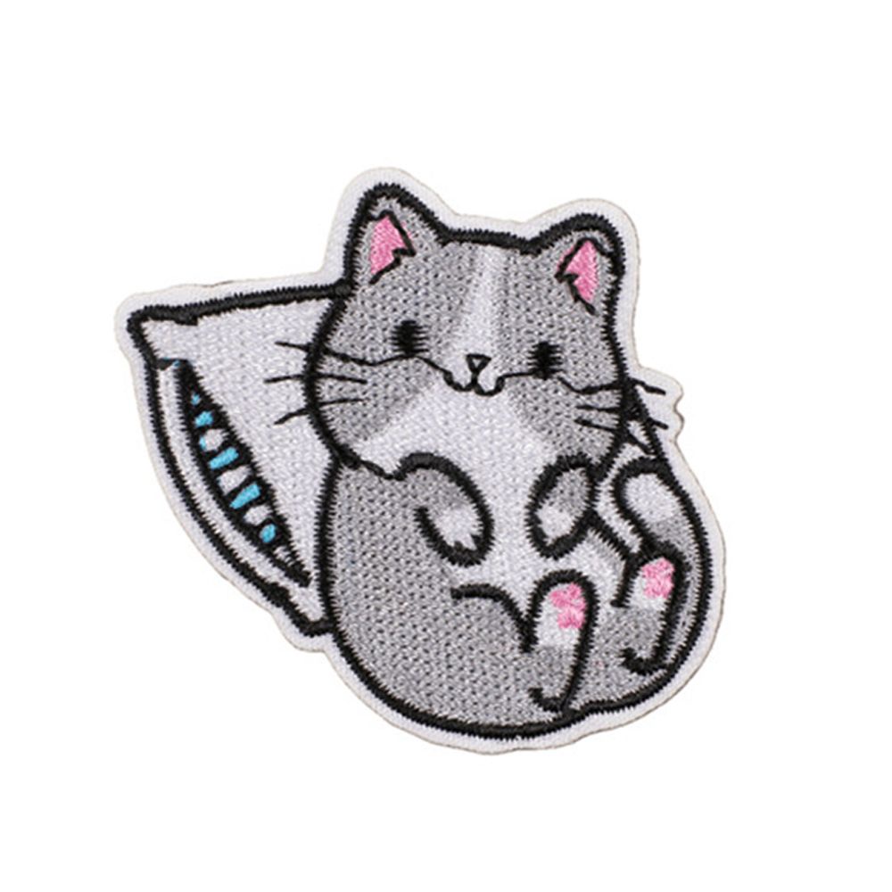 1 miếng vá thêu hình mèo hoạt hình trang trí quần áo cho bé DIY