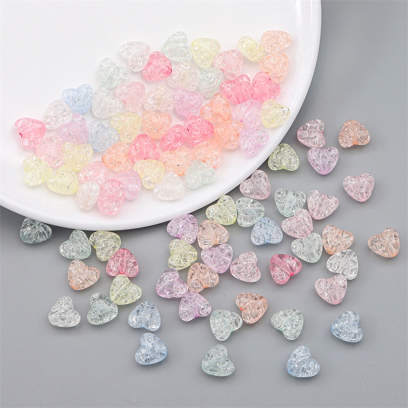 Bộ 70 Hạt Xỏ Lỗ Hình Trái Tim Bằng Acrylic Dùng Làm Trang Sức DIY