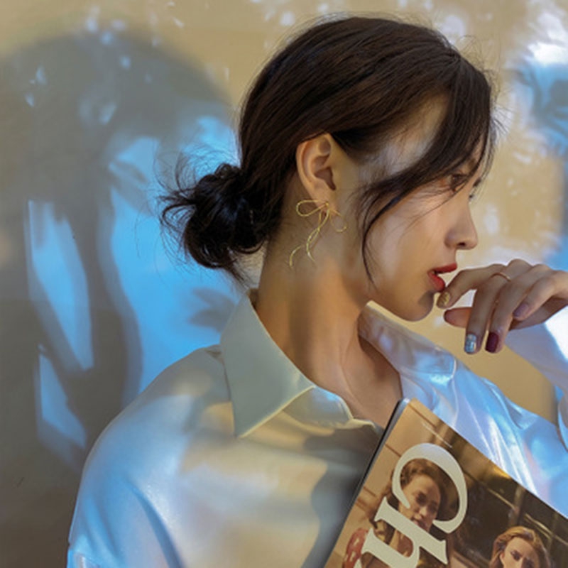 Khuyên tai dáng dài hình nơ phong cách Hàn Quốc dành cho phái đẹp