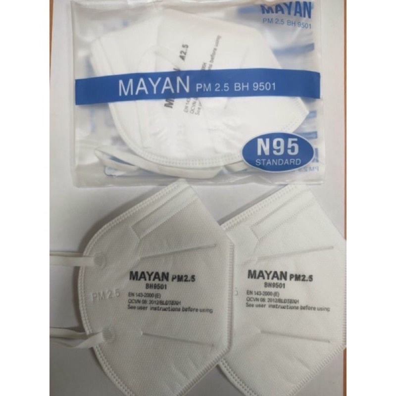 [MAYAN] Khẩu Trang Y Tế Mayan BH9501 Chuẩn N95 Ngăn Vi Khuẩn 99%, Lọc Bụi 95% PM2.5 - 2 CÁI