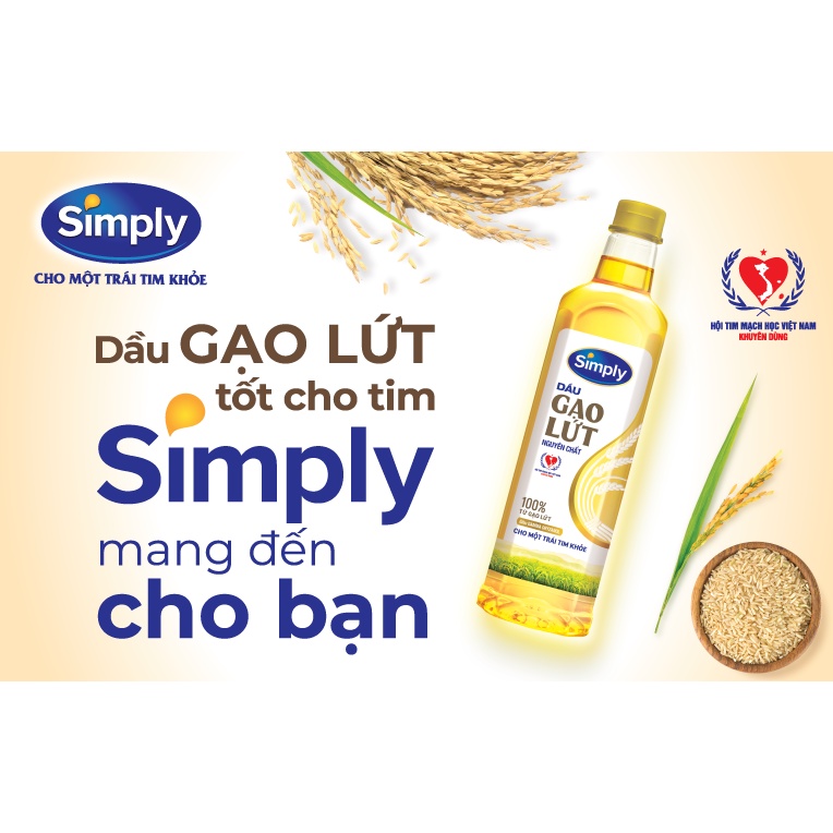 Dầu gạo lứt Simply nguyên chất 1L