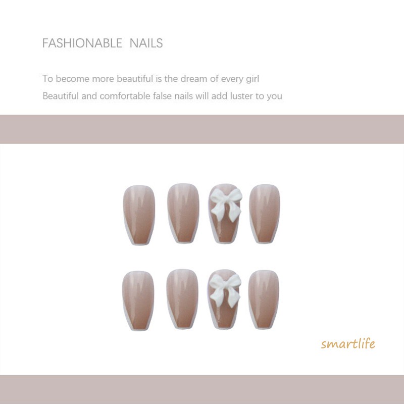 Set 24 Móng Tay Giả Họa Tiết Bướm Thời Trang Cho Nữ