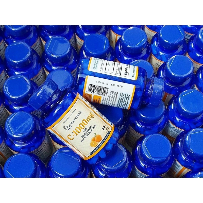 🍊🍋 Viênh uống bổ sung Vitamin C Puritan’s Pride C-1000mg with Bioflavonoids 100 Viên của Mỹ🍋🍊ưs4õ
