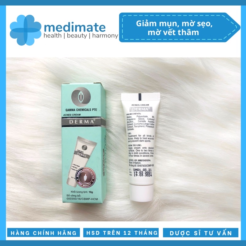 Kem giảm mụn Derma Acnes Cream giảm mụn, mờ thâm (tuýp 10g)