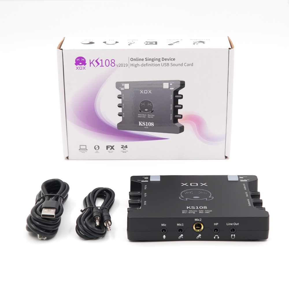 Soundcard thu âm cap cấp XOX K10 /KS108 karaoke kết nối với mic hát chuyên nghiệp [BẢO HÀNH 1 NĂM]