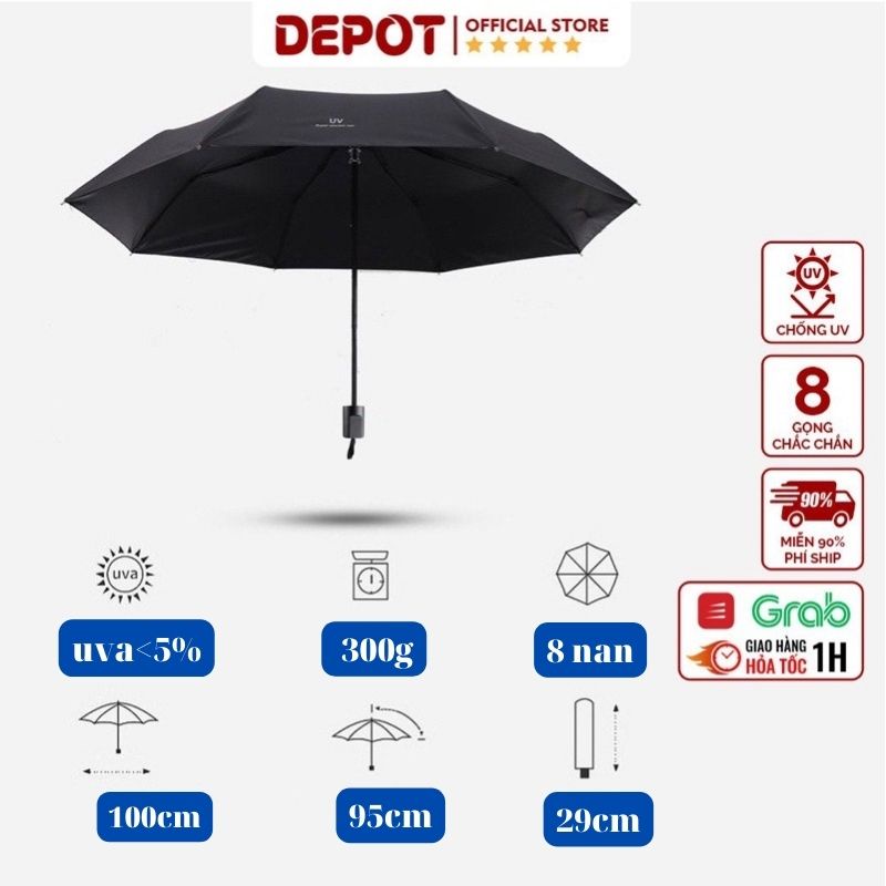 Ô che mưa nắng gấp gọn phủ lớp chống tia UV cao cấp, dù cầm tay 2 lớp dày dặn chống thấm mau khô - Tặng túi đựng ô