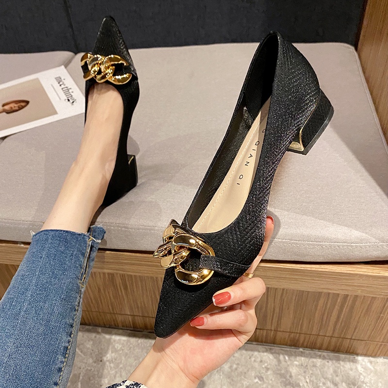 Giày Cao Gót Đế Dày 3Cm Cỡ Lớn 2022 Mềm Mại Thời Trang Mùa Xuân Cho Nữ