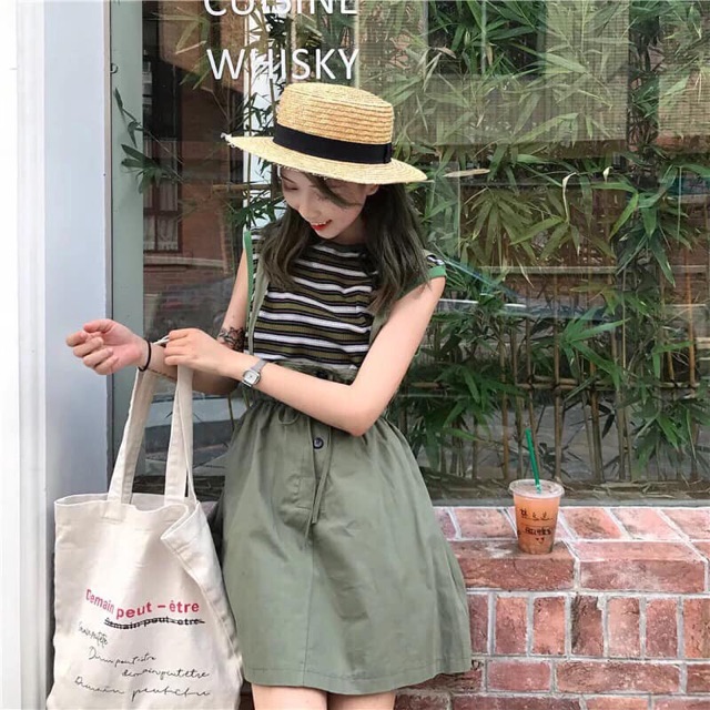 Túi tote vải canvas phong cách vintage Hàn Quốc Chữ Demain