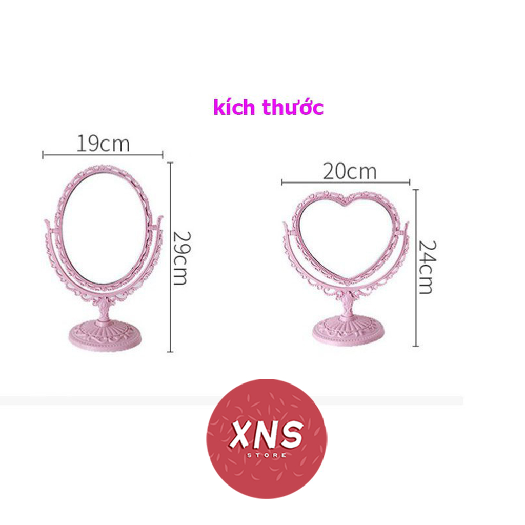 Gương để bàn phong cách châu âu các màu hình trái tim và hình bầu dục