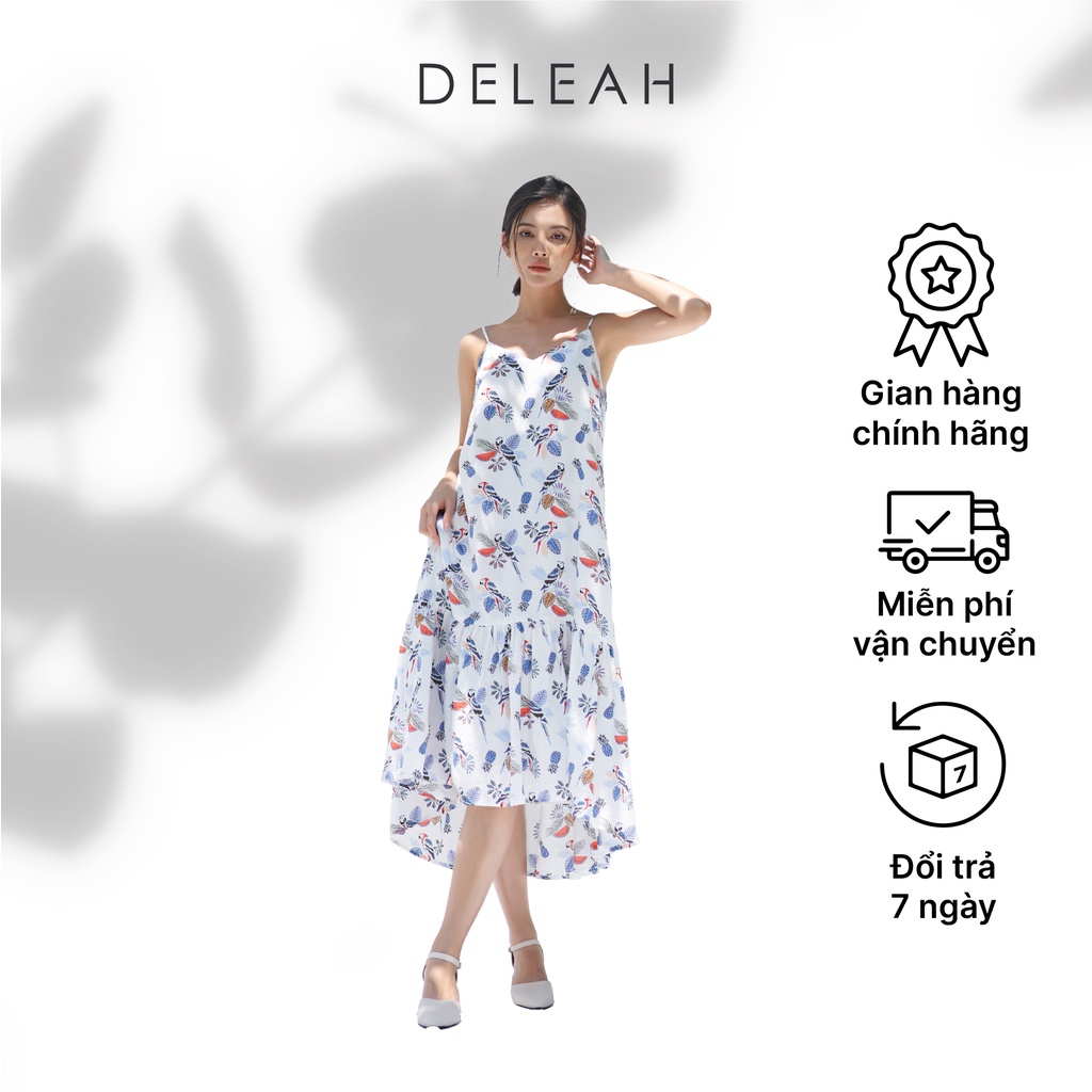 Đầm suông thiết kế De Leah chất liệu đũi tơ mềm mại thoải mái họa tiết nhiệt đới độc đáo