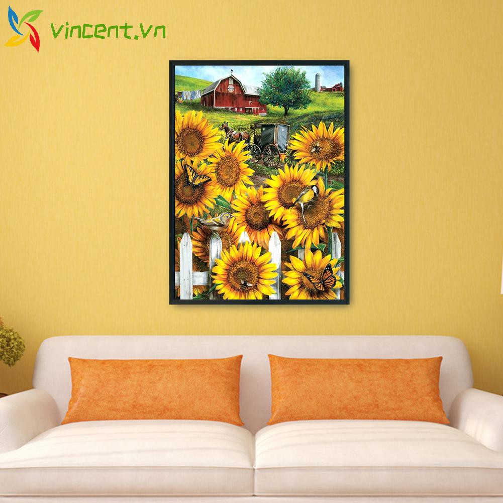 Bộ tranh thêu chữ thập diy 11ct 30x40cm hình bông hoa