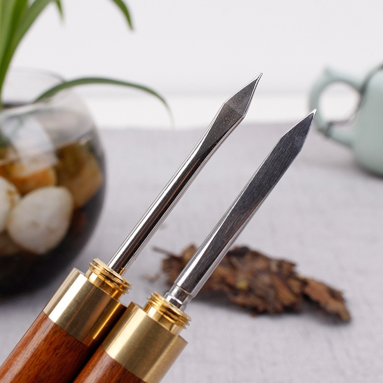 Dao cắt trà bằng gỗ mun và gỗ hồng sắc