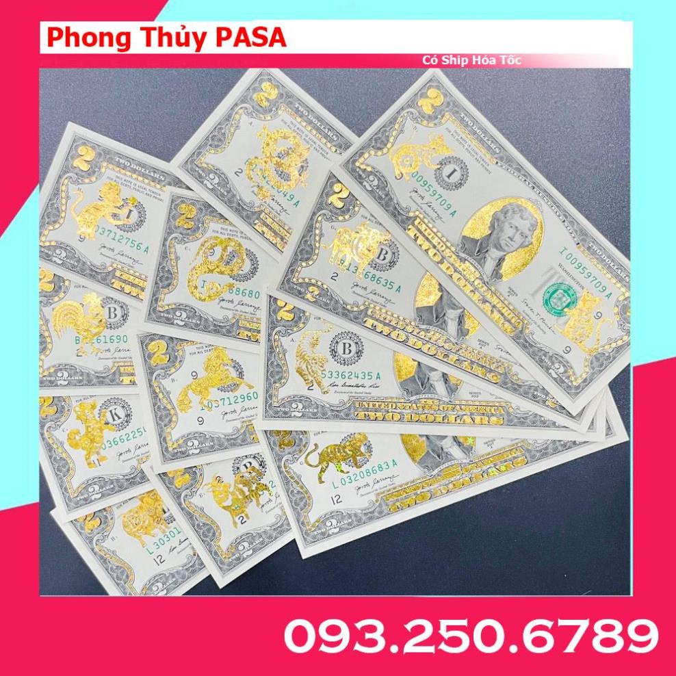 [TRỢ GIÁ] Tờ 2 Đô 2 USD Hình 12 Con Giáp Mạ Vàng 3D Kỷ Niệm Làm Quà Tặng, Sưu Tầm, Trang Trí để bóp ví, ốp điện thoại