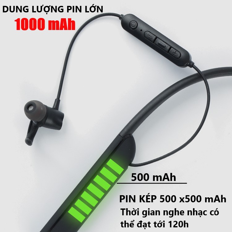 Tai nghe không dây bluetooth choàng cổ S680 Dung lượng pin lớn 1000mAh nghe  nhạc 120h. Âm thanh Siêu mạnh micro Hi_Fi