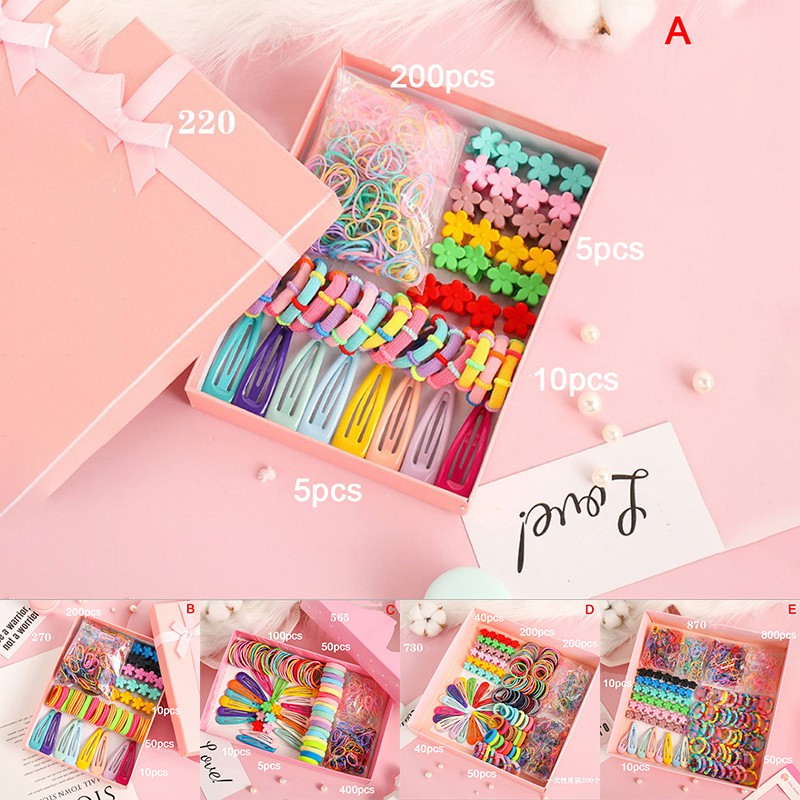 Set 870 Dây Cột Tóc Co Giãn Nhiều Màu Sắc Dễ Thương