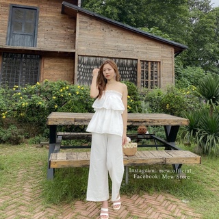 Set áo quây bèo và quần culottes ống rộng - MEW
