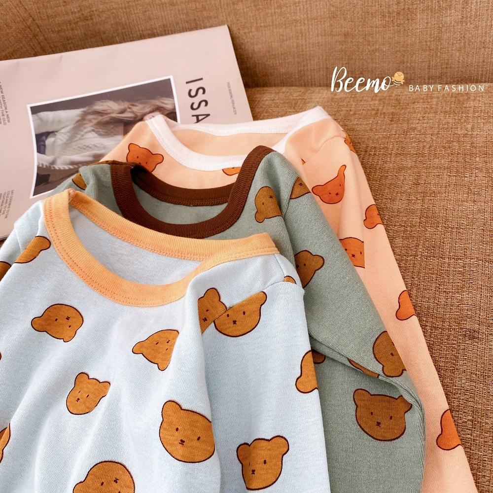 Bộ bozip bé trai dài tay in hình gấu dễ thương thích hợp mặc nhà và đi ngủ