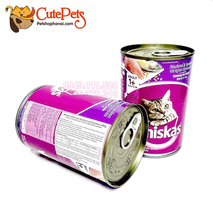 Thức ăn cho mèo, PATE LON Whiskas Adult 400g - Phụ kiện thú cưng Hà Nội