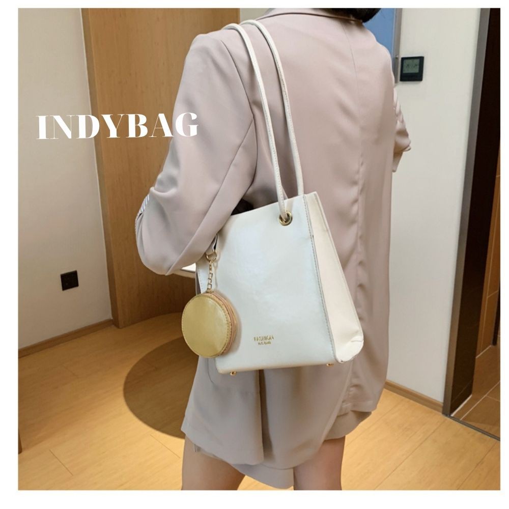 [HÀNG ORDER SẴN TRẮNG]Túi Tote Da Trơn Phối Dây Treo  Kiểu Pháp Cổ Điển Thanh Lịch Mini Túi Xách Indybag T