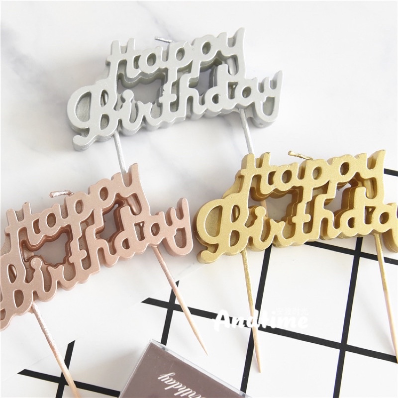 Nến Happy Birthday Trang Trí Bánh Kem Trang Trí Sinh Nhật - Yori Party
