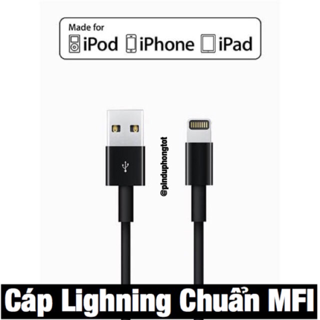 Cáp Sạc iPhone Đen Chuẩn MFI Lightning Black