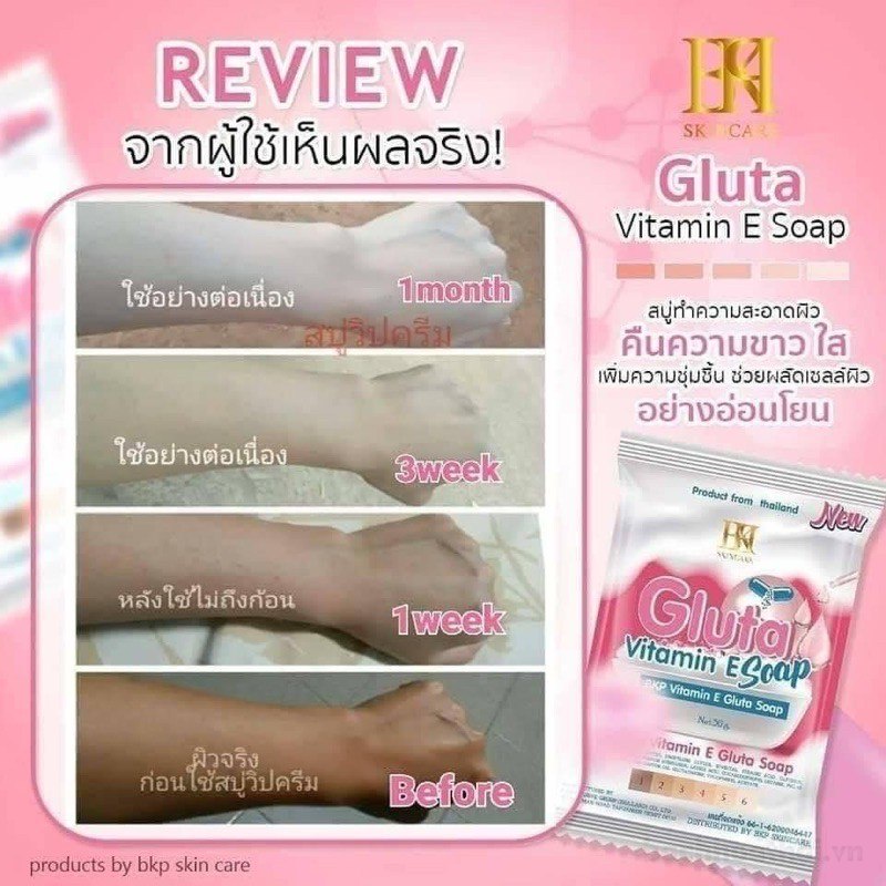 Xà phòng trắŉg da mặt và body BKP Gluta vıtamın E Soap Thái Lan