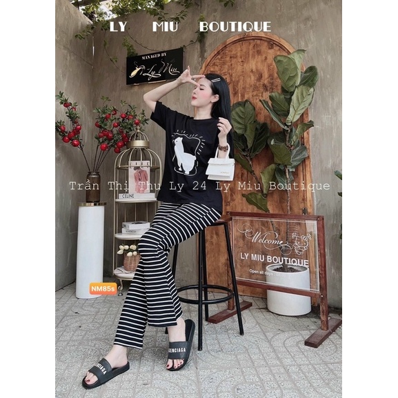 Sét áo hình+quần loe kẻ TT12