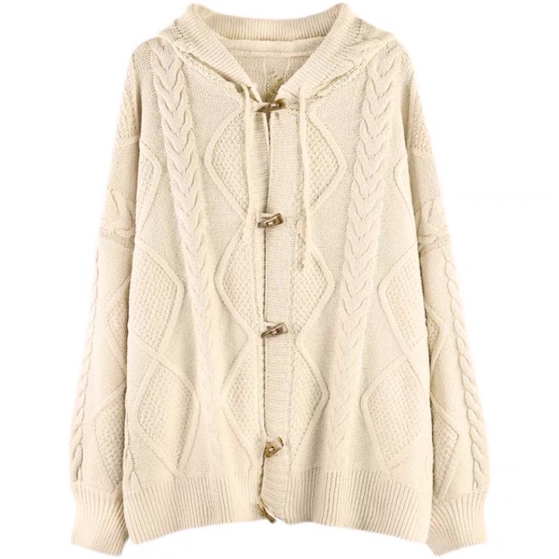 Áo Khoác len Cadigan bo tay có mũ cúc cách điệu | BigBuy360 - bigbuy360.vn