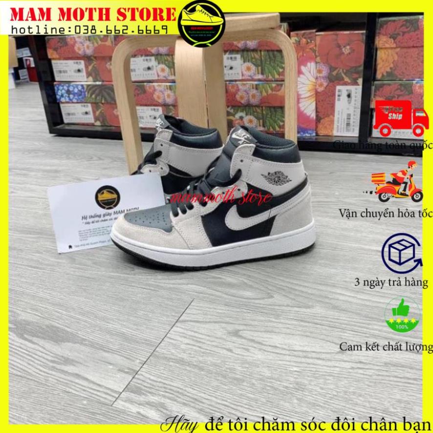 Giày jd, sneaker nam nữ,Air Jordan 1 Mid Crimson Tint xám nâu da lộn