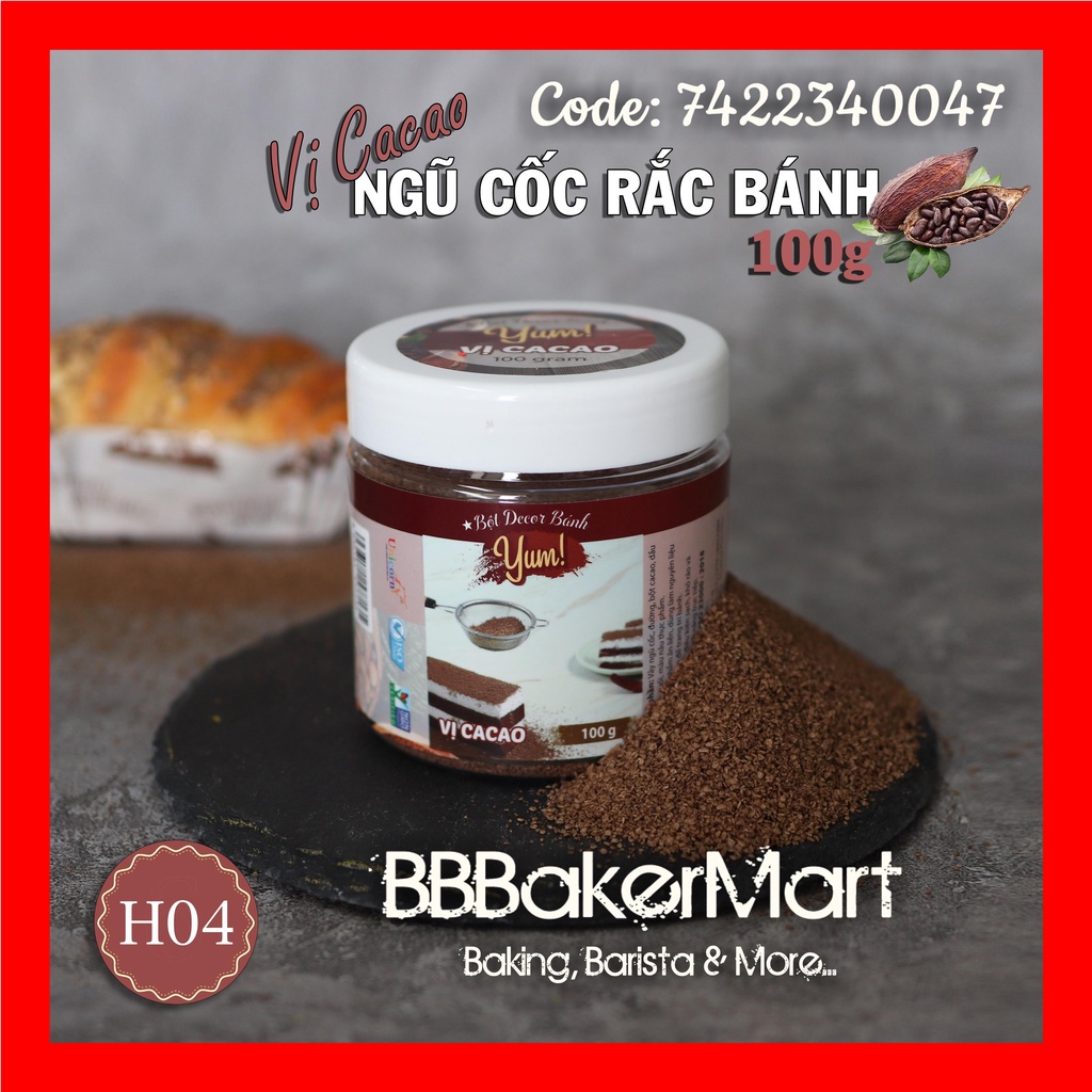 Bột rắc Decor trang trí bánh bánh YUM H04 - Vị CA CAO nâu - 100GR