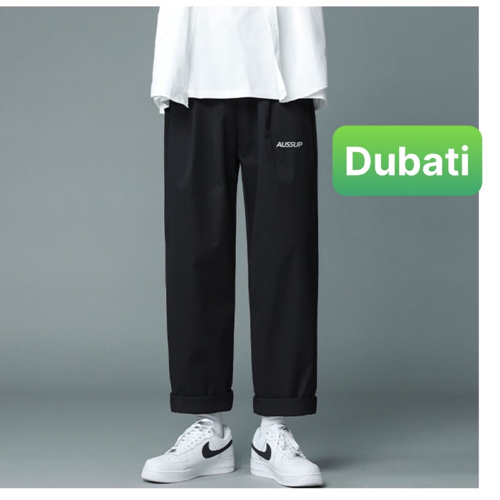 Quần baggy nam nữ Unisex ống rộng in chữ AUSSUP - Kiểu quần Kaki Nam Nữ Ống Suông Basic Unisex Sành điệu mới - Dubfashon