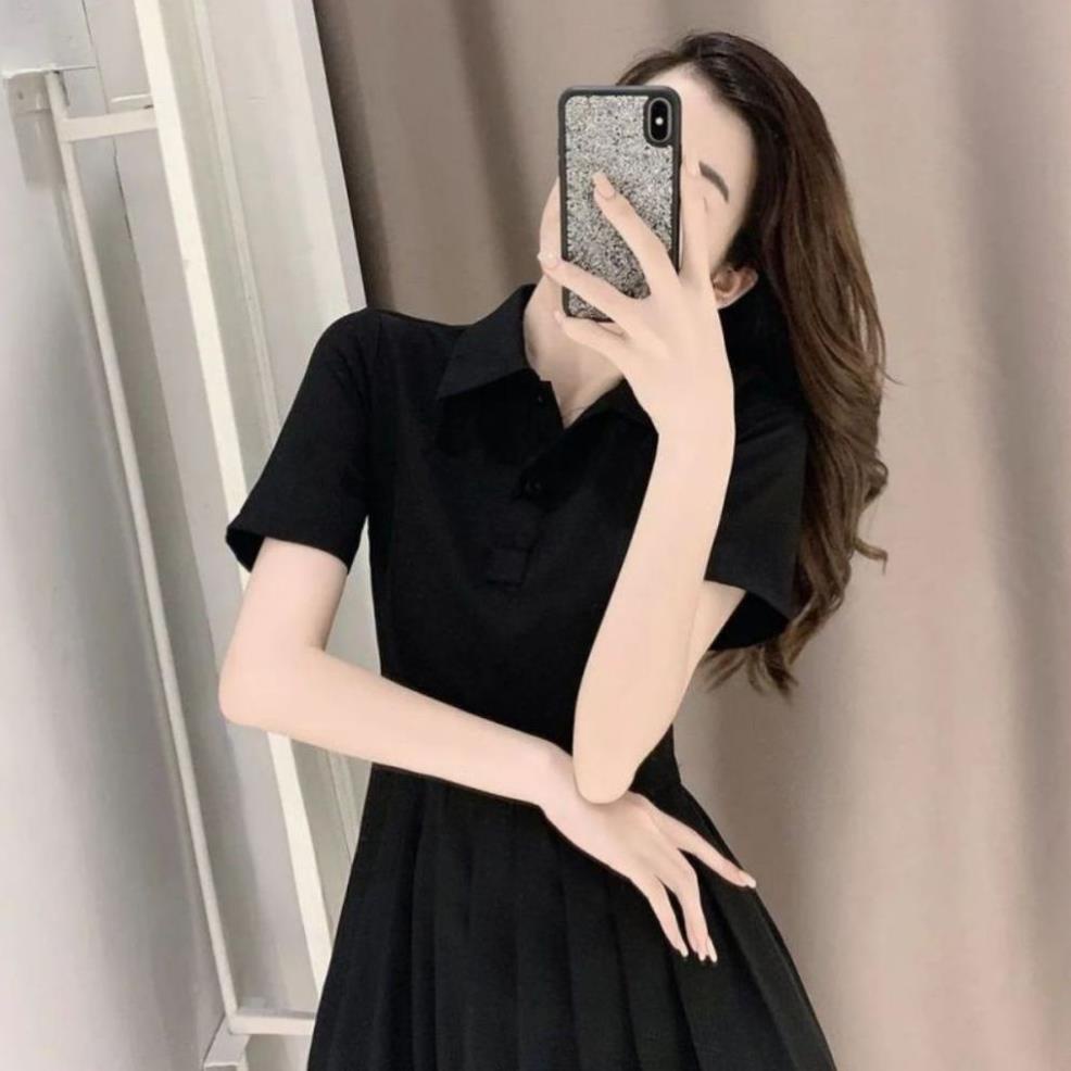 sale 1.1 Váy Polo , Đầm Nữ Ngắn Xếp Ly , Dáng Xòe Màu Trơn , Chất Liệu Polyongester Cao Cấp Phong Cách Hàn Quốc . .