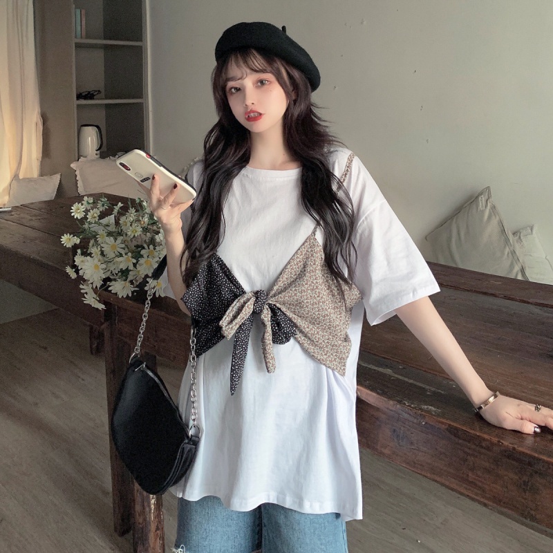 Áo thun SUXI tay ngắn cổ tròn cỡ lớn phong cách Hàn Quốc dễ thương thời trang cho nữ