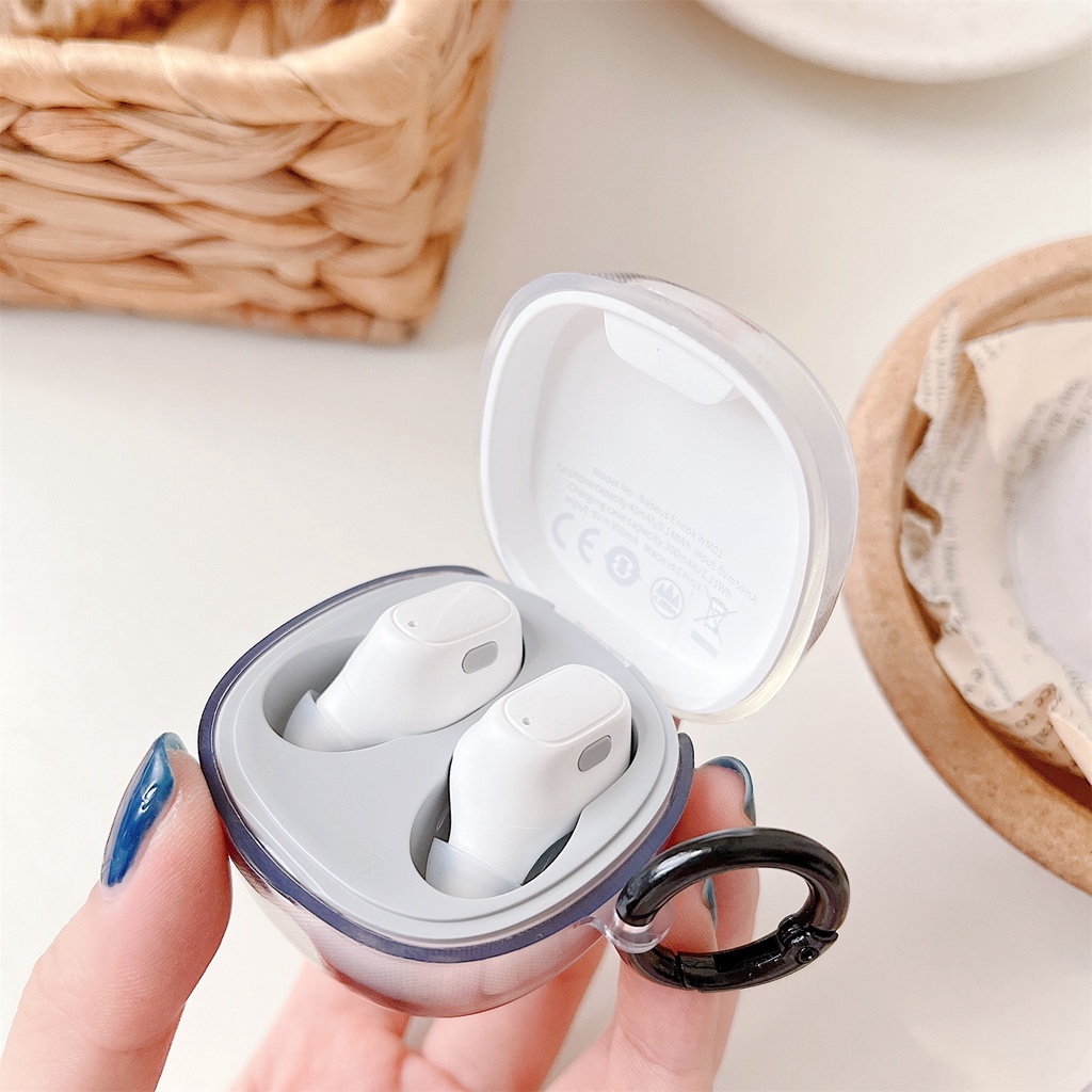 Vỏ Bảo Vệ Hộp Sạc Tai Nghe Không Dây Baseus Bowie WM02 TWS Bằng Silicon TPU Mềm Trong Suốt Chống Sốc Chống Rơi Kèm Móc Treo