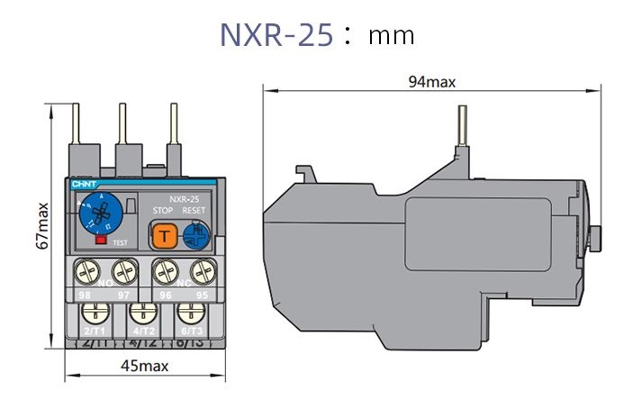 Rơle nhiệt NXR-25 CHINT 9-13A rơ le quá tải nhiệt