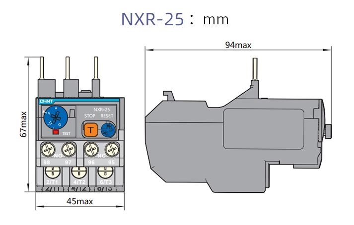 Rơle nhiệt NXR-25 CHINT 9-13A  rơ le quá tải nhiệt