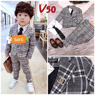 Bộ vest 4 chi tiết công tử mặc Tết bé trai