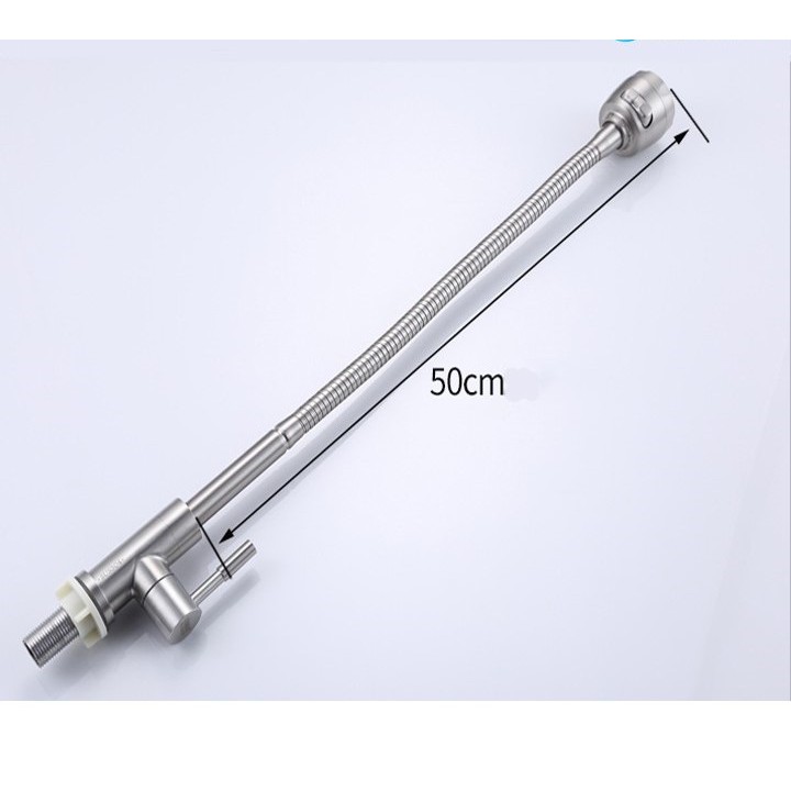 Vòi rửa chén lạnh inox 304 không gỉ, cần mềm bẻ xoay 360 linh hoạt điều chỉnh 2 chế độ