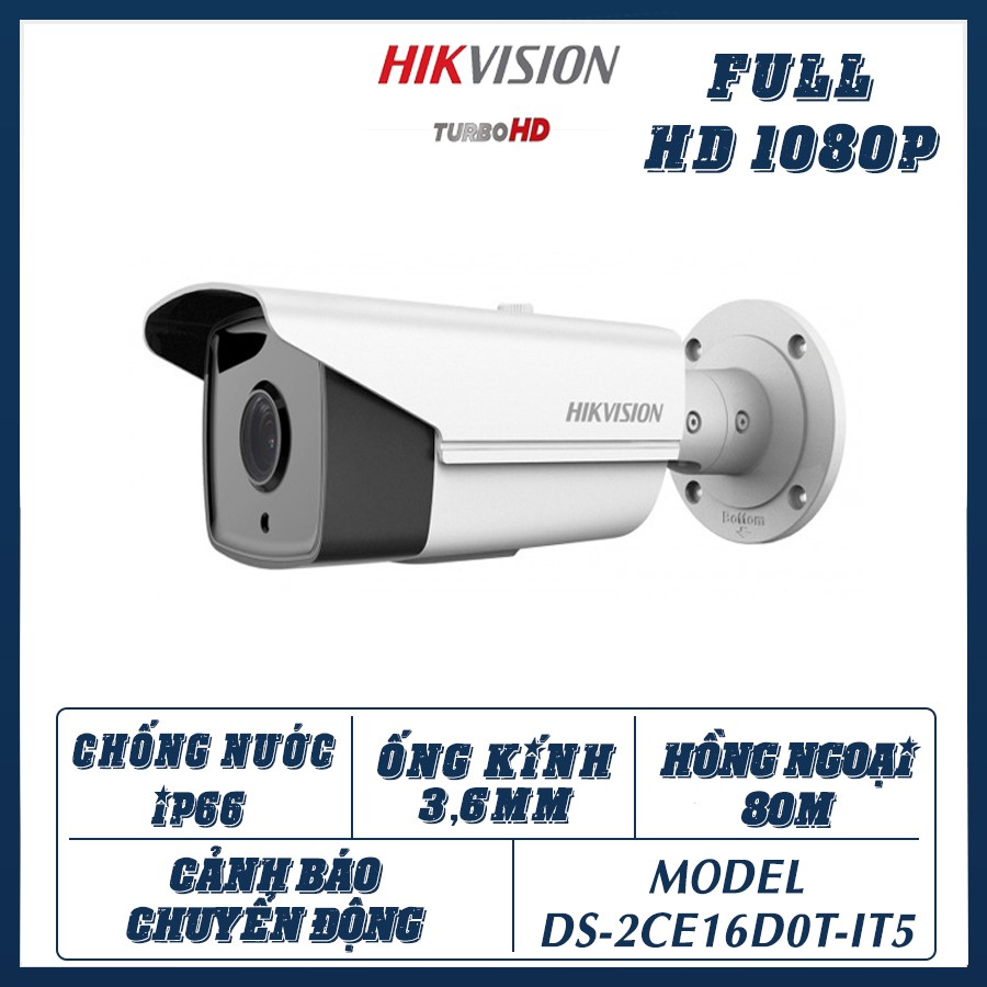 Camera Giám Sát Ngoài Trời Hikvision DS-2CE16D0T - 2.0MP-FULL HD 1080P- Chống nước IP66