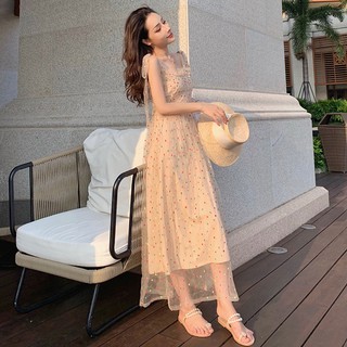 Đầm Maxi Chấm Bi Sắc Màu Tiểu Thư