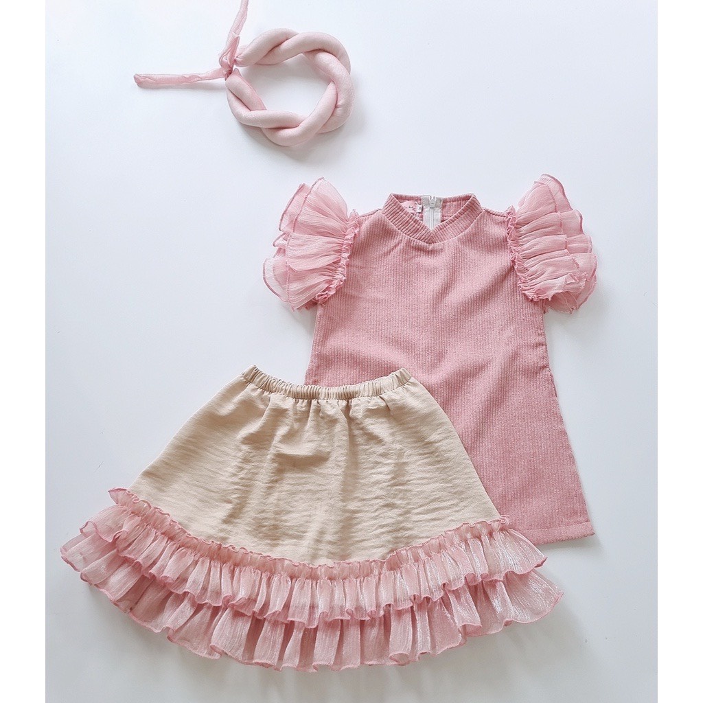 (10-25kg)Set Áo Dài cách tânTay Voan Bèo Hàng Thiết Kế Siêu Đẹp cho bé gái(ảnh thật)