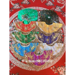 phụ kiện hầu đồng - xây cườm vàng đẹp - xây cổ hầu đồng - xây hầu