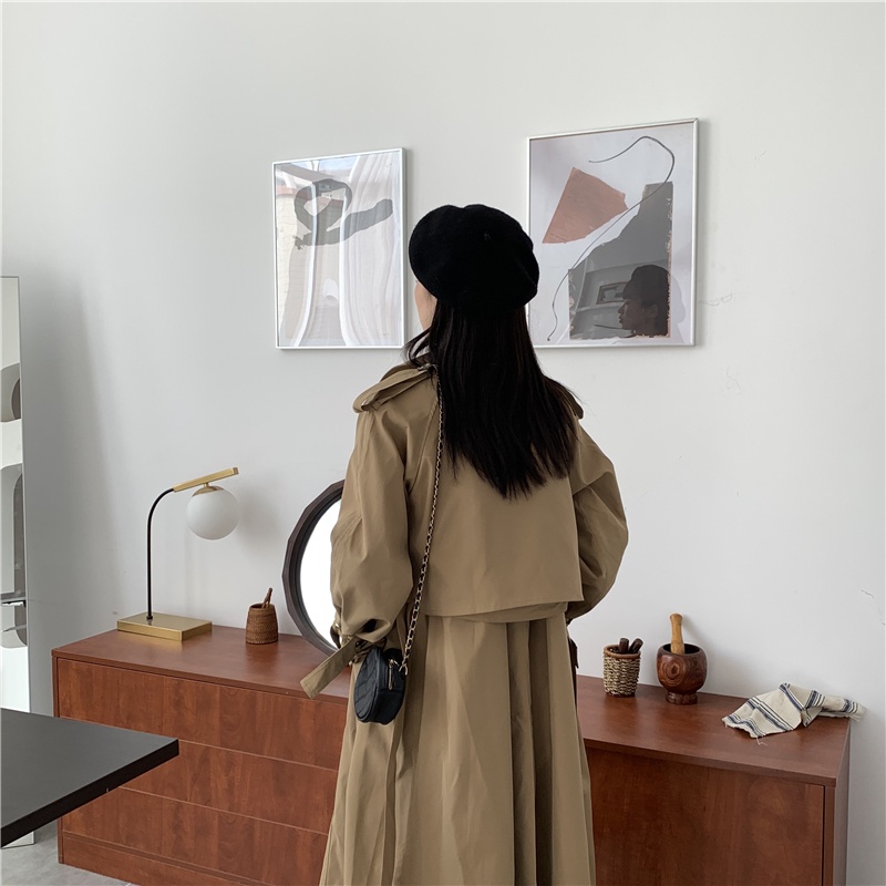 Áo mangto nữ dáng dài, áo khoác có dây buộc eo chất vải không nhăn phong cách Hàn Quốc 2021
