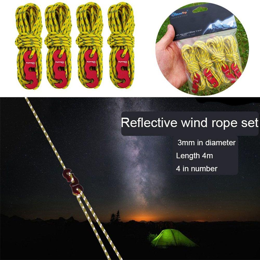 Bộ 4 Khóa Lều Phản Quang 3 Lỗ 3mm Tiện Dụng Mang Theo Du Lịch Cắm Trại