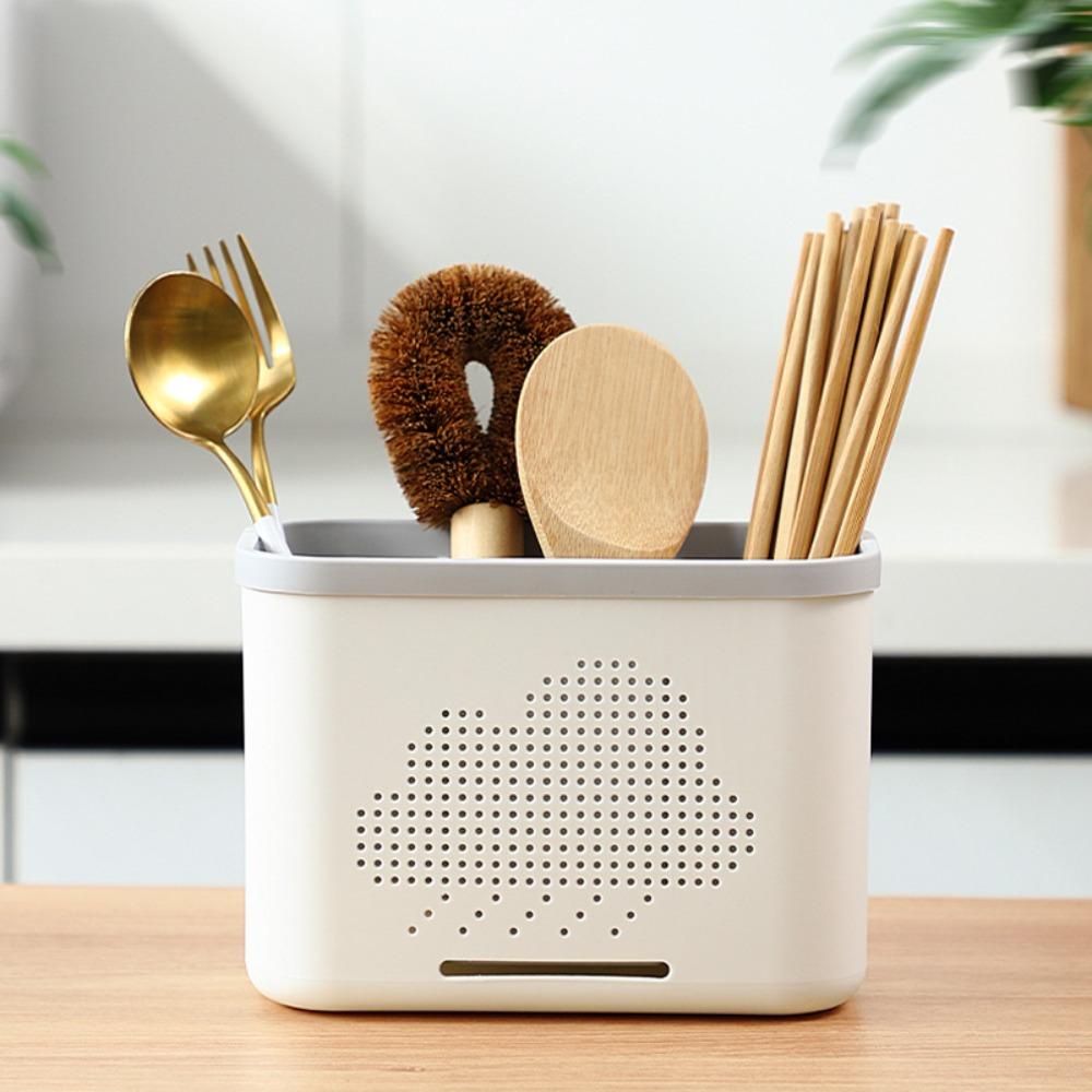 LEILY Hộp Đựng Đũa Hai Lớp 2 / 3 Ngăn Đa Năng Thiết Kế Thoát Nước Tiện Dụng Cho Nhà Bếp