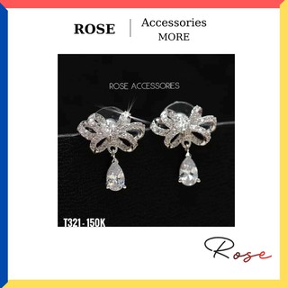 Khuyên tai đính đá cao cấp bạc 925 bông tai nữ thời trang rose t321