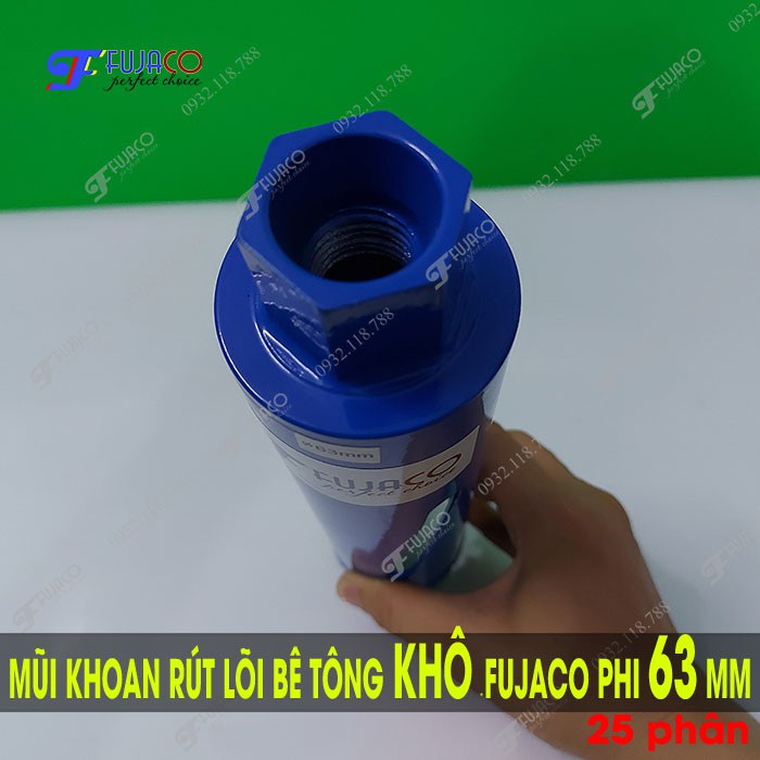 Mũi khoan rút lõi bê tông KHÔ phi 63 mm dài 25 phân - FUJACO