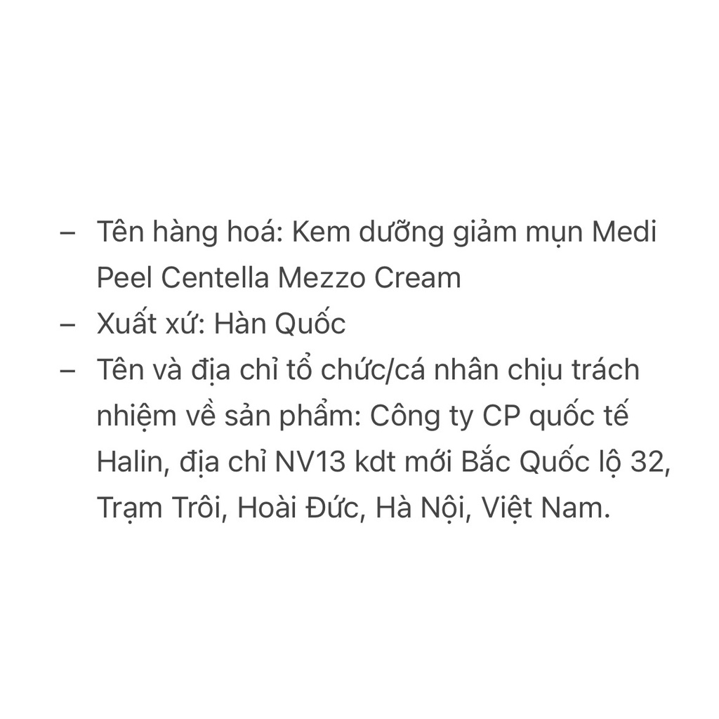 Kem Medi Peel Ngừa Mụn Phục Hồi Da Rau Má Medi-peel Centella Mezzo Cream